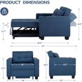 thumbnail image 6 of Accent Chairs Armchairs Arm Lounge Chair into Sofa Bed Linen with USB, Storage Space for Living Room Bedroom, Blue, 6 of 9