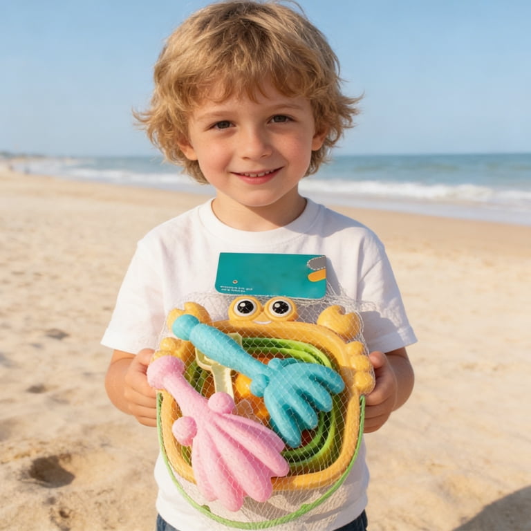 Set De Playa De 13 Piezas Con Cubo Plegable – Juguetes De Arena Coloridos, Pala, Rastrillo Y Moldes, Para Niños +3 Años, Fácil De Transportar