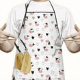 thumbnail image 2 of White Cow Heart Pattern Apron-Garden Aprons for Women with Pockets-Cotton Linen Waterproof Kitchen Cooking Gardening Aprons Adjustable for Kitchen,Cooking,BBQ and Salon 33x27 Inch, 2 of 7