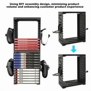 Video Game Storage Tower for PS5 PS4 Xbox Nintendo Switch Games, Universal Video Games Discs Organizers 24 PCS with Controllers Holder, Game Disk Box Stand Rack Accessories