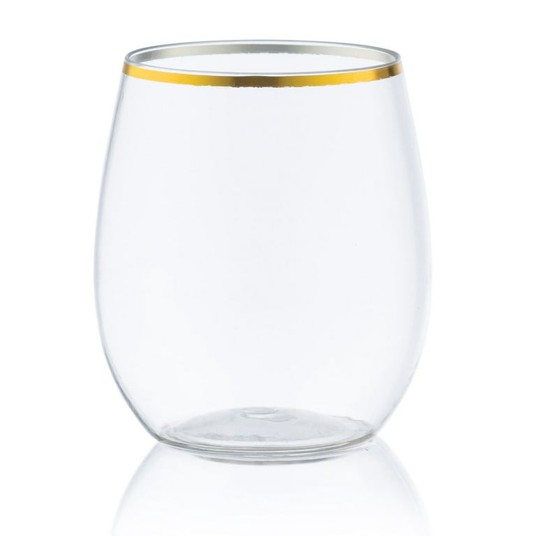 Smarty 4 oz. Clear Elegant Stemless Disposable Plastic Wine
