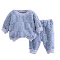 thumbnail image 2 of Esaierr Kids Baby Boys Girls Fleece Pajama Pj Pants 2pcs Set Pullover Winter Warm Loungewear Set Fall Winte Clothes Sets Long Sleeve Sleep Outfits Kid Jammies Set Sleepwear Outfits for 1-5T, 2 of 7