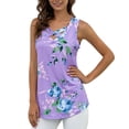 thumbnail image 3 of Chaleco de mujer Boho sin mangas sin mangas con estampado floral camiseta con cuello en V, morado claro, M sidaley AP002566-12, 3 of 7