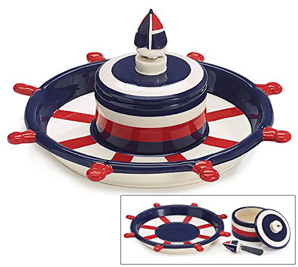 Nautical Chips and Dip Serving Platter with Sail Boat Spreader