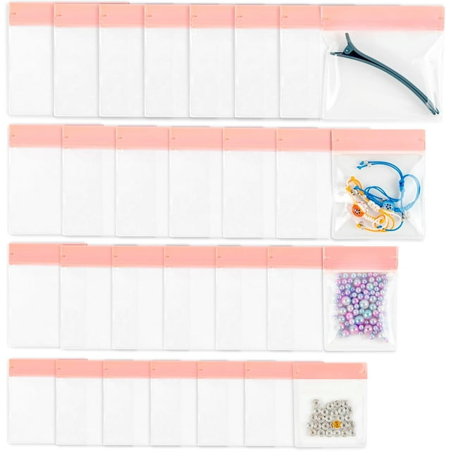 EcoNesxp Sac de Rangement Transparent Auto-Scellant Rose pour Bijoux Femmes Sac à Fermeture Éclair