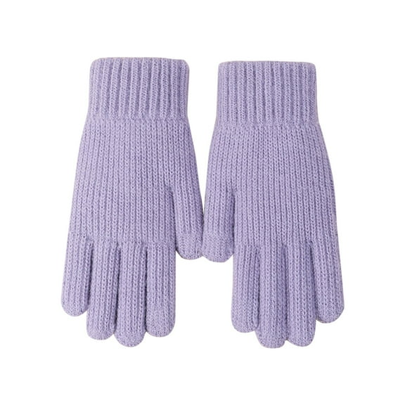 AWZXDE Unisex Knitted Winter Gloves with Brushed Inner, Windproof Thermal Cozy Gloves for Outdoor Activities Purple