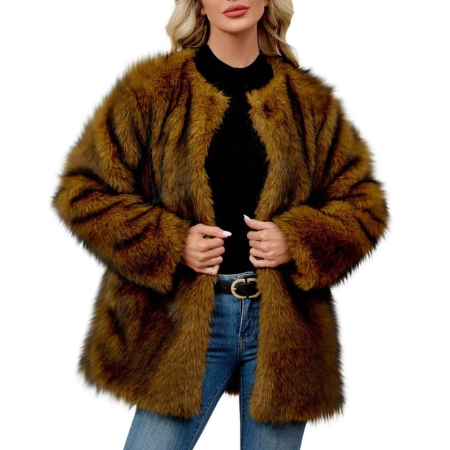 Hvobtty Veste en Molleton Décontractée à Manches Longues pour Femmes, Manteau Chaud en Fausse Fourrure pour Femmes Dames, Manteau d'Hiver Uni à Col Rond