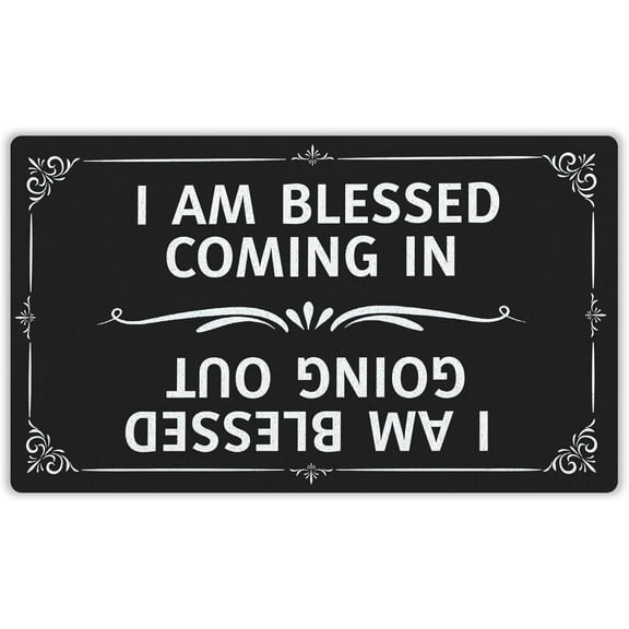 I Am Blessed Coming in and Going Out Mats for Front Door Entry Front Porch Doormat Non-Slip Carpet Rugs Floor Mat Decorative for Home Bathroom Kitchen Indoor 20x32 Inch