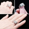 thumbnail image 3 of Uloveido Wide Square Cluster Cocktail Rings with Brilliant Lab Diamond Wedding Rings Band for Bridegroom Gangster Brother Boss JX001 (Silver, Size 11), 3 of 6