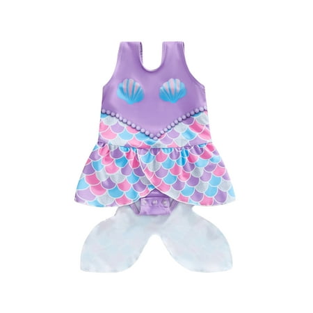 

xkwyshop Infant Baby Girl Ruffles Mermaid Fish Scale Swimsuit One Piece Swimwear Bathing Sunsuit Beachwear Purple 18-24 Months