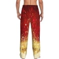 thumbnail image 3 of Sigee Red Gold Glitter Print Men's Pajama Pants - Soft Lounge Sleep Bottoms with Elastic Waistband and Pockets-Small, 3 of 9