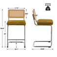 thumbnail image 5 of 26" Rattan Bar Stools, Set of 2, Rattan Counter Height Velvet Armless Bar Stools with Cane Back for Home Office Kitchen Island, 5 of 7