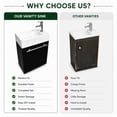 thumbnail image 4 of Dandi Wall Mount Cabinet Vanity Sink Combo 17 3/4" Small Heavy Duty White Porcelain Bathroom Sink, Black Cabinet, Faucet, Drain w/Overflow and Towel Bar Renovators Supply, 4 of 14