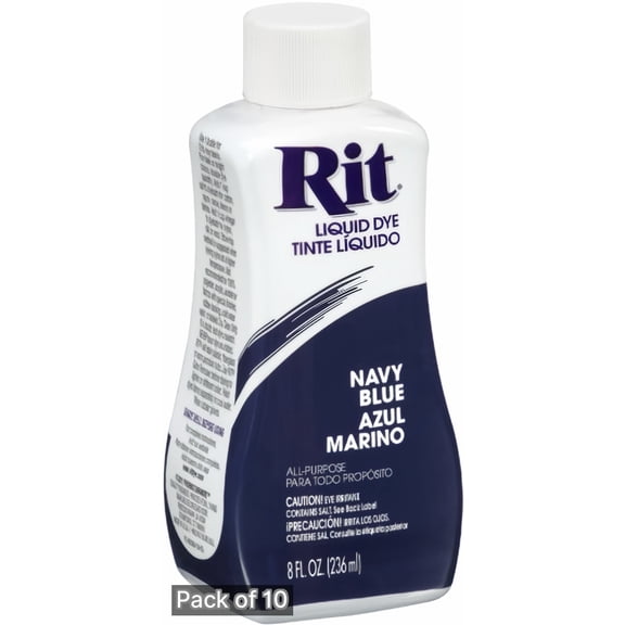 Rit All Purpose Liquid Dye, Navy Blue, 8 fl oz (Pack of 10)