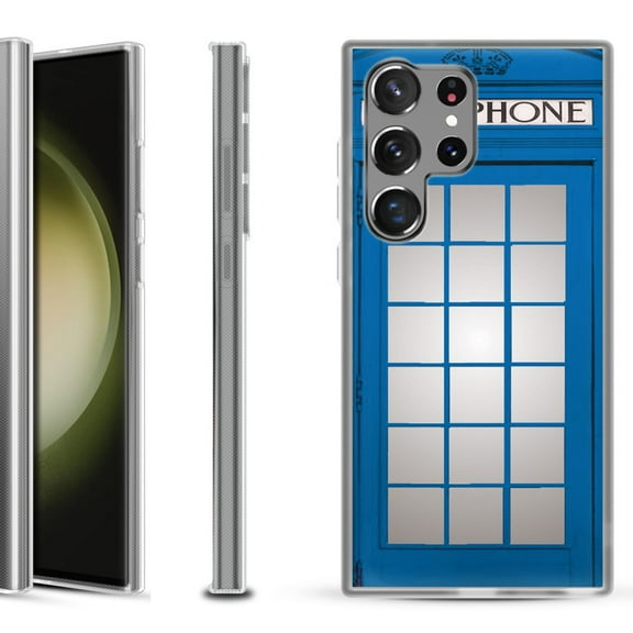 Shockproof Gel Phone Case for Samsung Galaxy S23 Ultra 5G, by OneToughShield ® - Phone Booth Blue