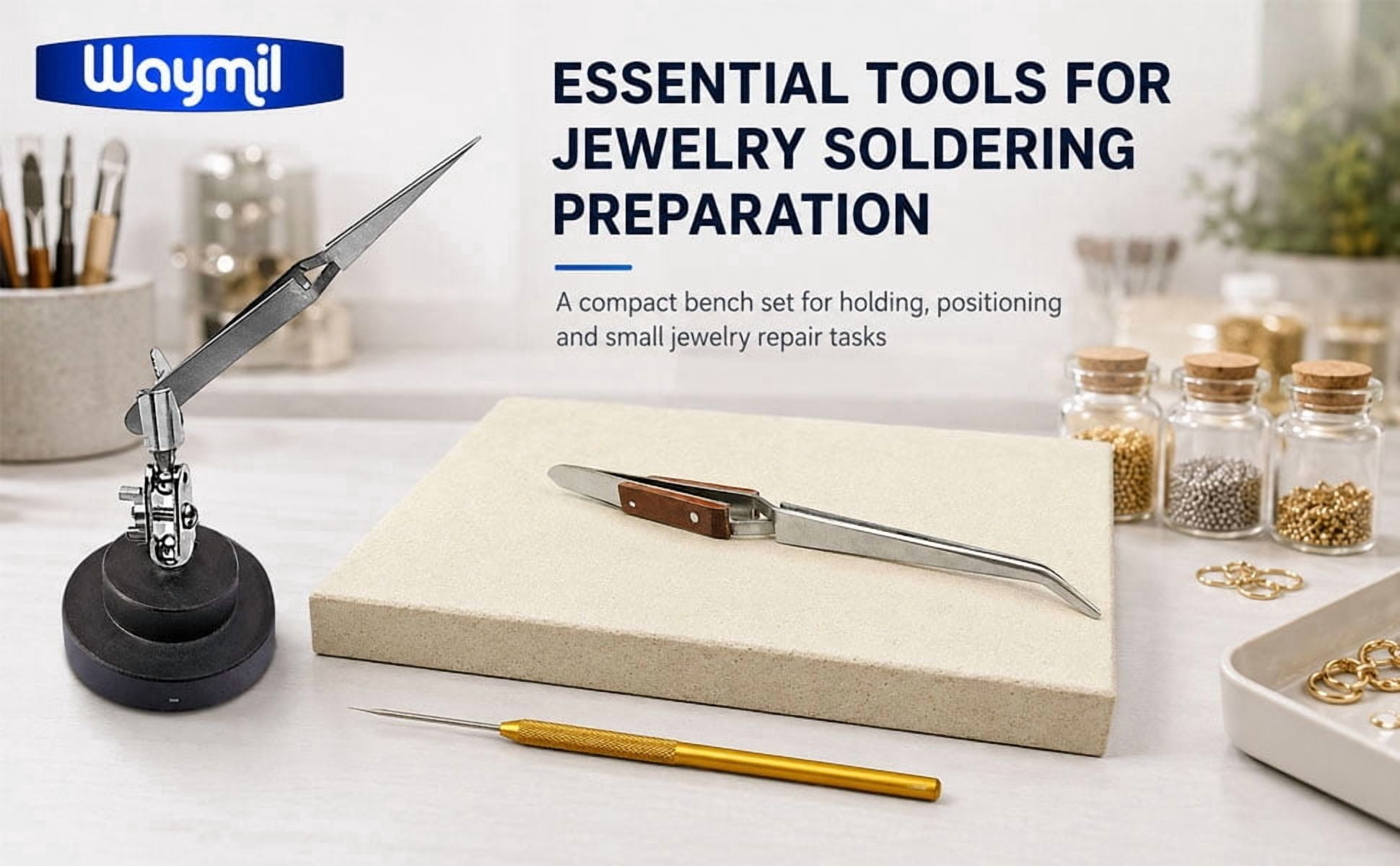 Jewelry Crafts Soldering Tools Kit Ceramic Solder Board Third Hand Pick Tweezers