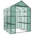 thumbnail image 2 of JIOABL 3-Tier Walk-In Greenhouse with PE Cover, Roll-Up Zipper Door & Side Windows, Steel Frame, Outdoor Plant Greenhouse for Garden, Patio, Green, 2 of 10