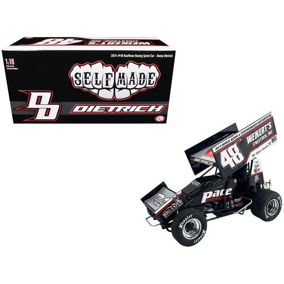 Acme A1824016 Winged Sprint Car No.48 Danny Dietrich Weikerts Livestock Inc. Gary Kauffman Racing - 2024 1-18 Scale Diecast Model Car