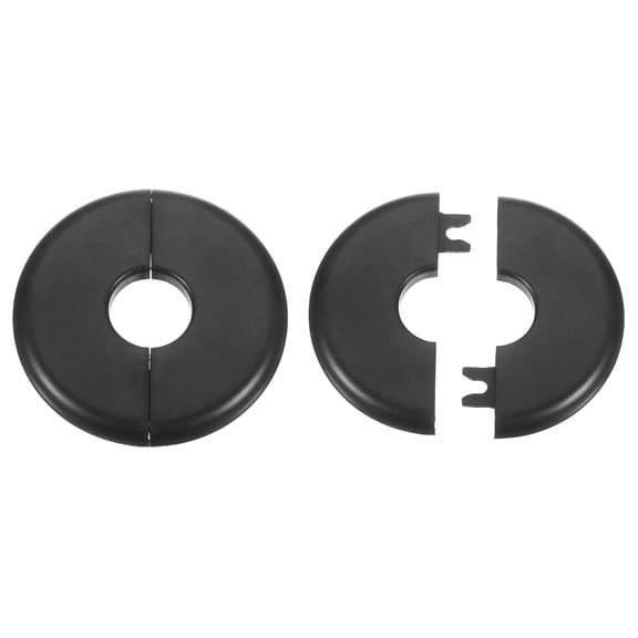 Uxcell 2pcs Wall Split Flange 22.5mm/0.9" Self-Adhesive Plumbing Cover Plates for Water Pipe Bathroom Kitchen Decoration,Black