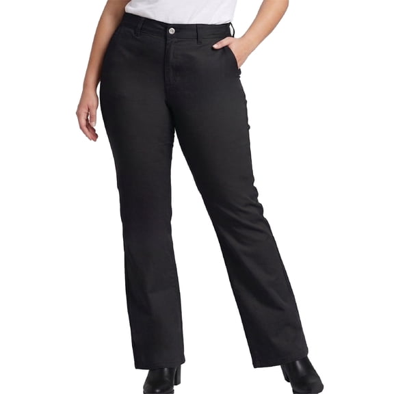 Dickies Womens Plus Size Work Pants - Mid Rise Slim Fit Bootcut Leg Casual Trousers - Size Up for Ideal Fit