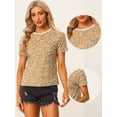 thumbnail image 2 of Blusa de fiesta de manga corta con cuello redondo y lentejuelas de terciopelo para mujer Albaricoque M, 2 of 6
