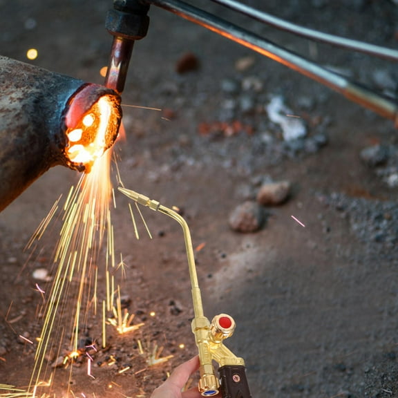OUNONA Golden Copper Welding Torch with Adjustable Flame for Tools and HVAC 5 in 1 Design