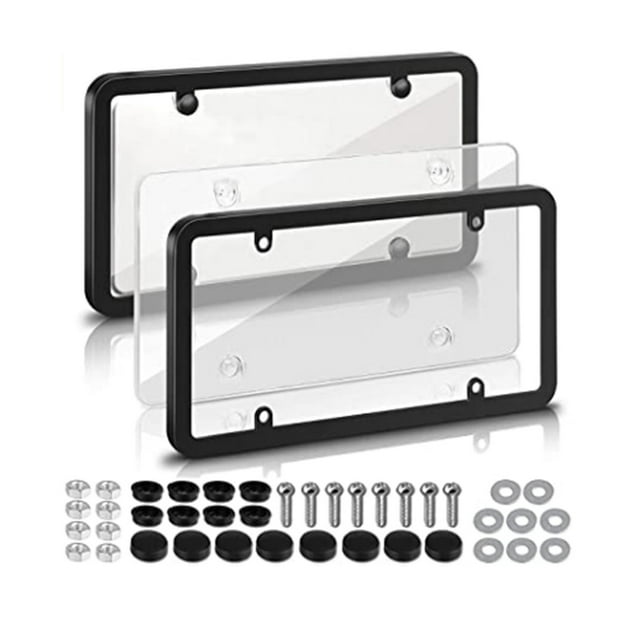 Mistaha Durable and UV-Resistant License Plate Frames Set for American Vehicles - Transparent ABS+PC Material, Easy Installation, Universal Fit - Black/Gray/Transparent Color Options - 12.2x6.29inch