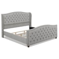 thumbnail image 5 of King Size Upholstered Platform Bed Frame with Nailhead Trim, Silver Grey Fabric Headboard & Sturdy Hardwood Base for Modern Bedroom, 5 of 9