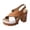 Brown, variant on Women's Color Blocked Platform Sandals Peep Toe Chunky Heel Lightweight Adjustable Back Strap Dressy Shoes Blue Size 9