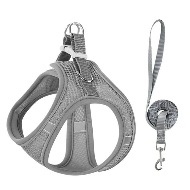 Cat Harness and Leash Set, Escape Proof Adjustable Soft Mesh Vest Jacket for Pet with Reflective Safety Strips