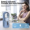thumbnail image 3 of CAYNEL 11.8 Inch Portable Bladeless Desktop Fan,   Desktop Personal Fan with 7 Colors Ambient Light, 3 Fan Speeds, Humidifier Electric Fan for Home, Office and Bedroom Blue, 3 of 8