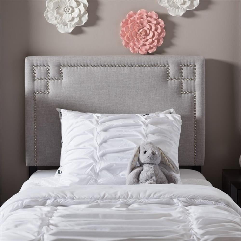 Bowery Hill Modern Upholstered Twin Headboard in Grayish Beige