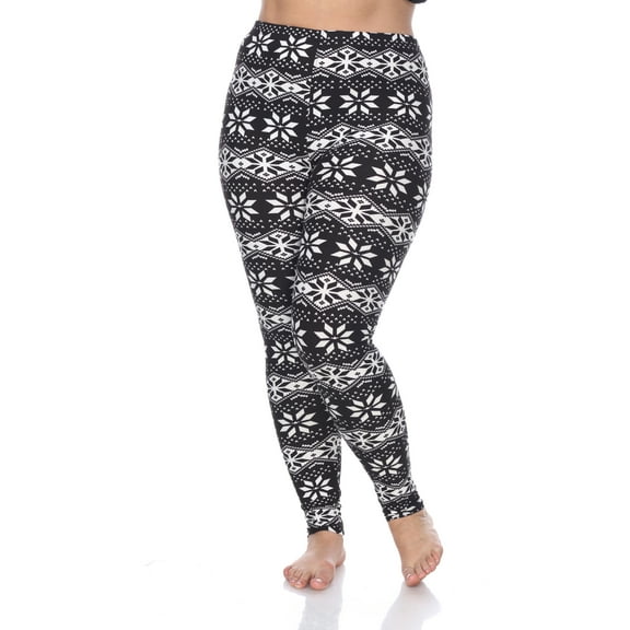 White Mark Women's Plus Size Holiday Printed Leggings
