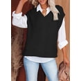 thumbnail image 4 of Chase Secret Sleeveless Sweater Vest for Women Oversized V Neck Solid Color Cable Knit Pullover Tops, 4 of 8