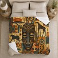 thumbnail image 5 of African Tribal Mask Safari Silhouette Collage, Cozy Artistic Scene, Warm Flannel Blanket for Cabin and Lodge, Wildlife Lovers Housewarming Gift, Artistic Home Decor, 5 of 9