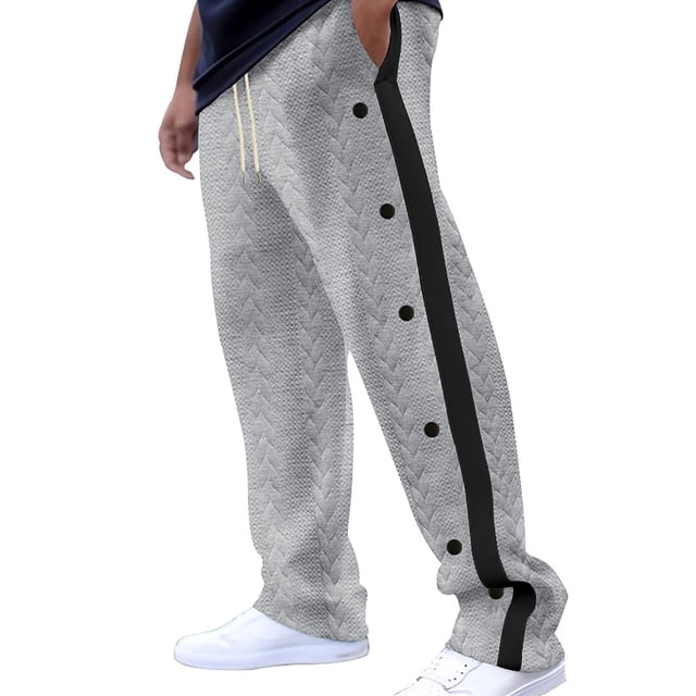 Pantalones largos de moda para hombre, informales, con parches de colores colgantes, holgados, con botones y pierna ancha, pantalones de algodón para hombre