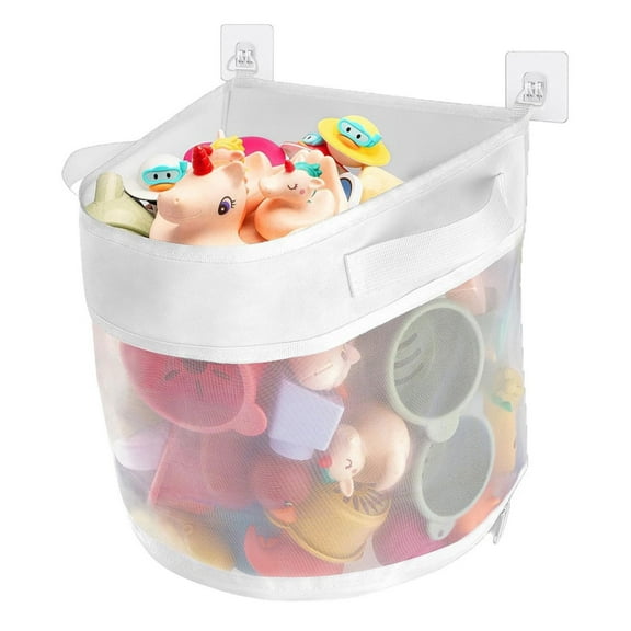 Bath Toy Organizer,4.15 Gallons Bathtub Toy Storage Organizer,Quick Access Bath Toy Holder For Bathtub,Organizer And Storage,Quick Dry Bath Toy Storage For Tub,Mesh Shower Caddy(White)