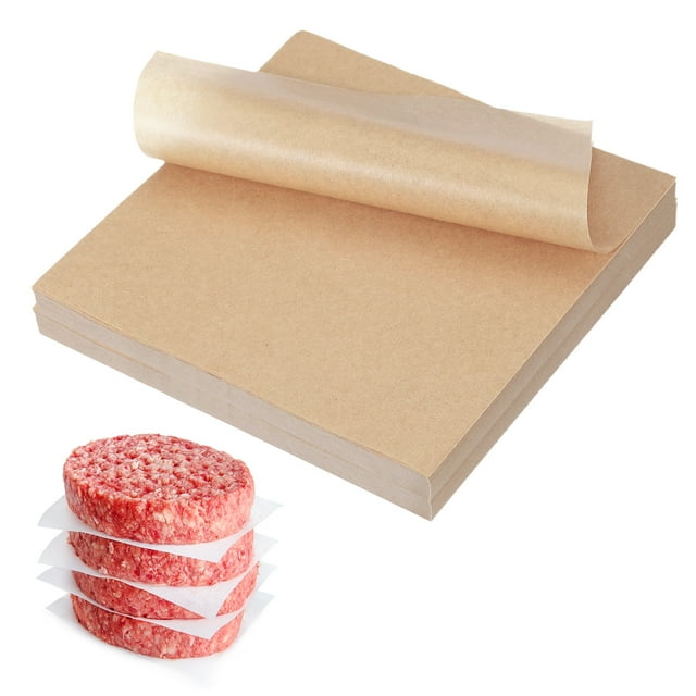 Uxcell 500 Pcs Hojas de papel pergamino sin blanquear, cuadrados de 6 pulgadas para hamburguesas, papel de pulpa de pergamino antiadherente para hornear, asar o almacenar carne, color madera