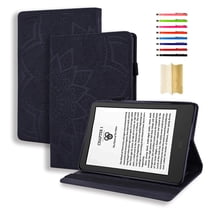 For Amazon Kindle Paperwhite,Floral Embossed PU Leather Wallet Stand Case with Auto Wake/Sleep for All-New Kindle Paperwhite1/2/3/4 (Fits 2012, 2013, 2015 and 2016 2018 Versions),Black