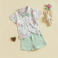 thumbnail image 2 of Boys Outfits 10-12 Easter Outfits Bunny Short Sleeve Button Down Shirt Top Casual Shorts Set Summer Clothes White,6-12M, 2 of 5