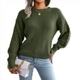 thumbnail image 3 of Suéter de Punto Liso para Mujer, Informal, de Larga Tipo Farol, con Cuello Redondo Verde M, 3 of 10