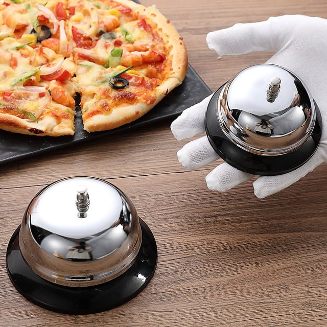 piezas de timbre de servicio, timbre de llamada, timbre de mostrador, timbre de restaurante de acero inoxidable para hotel, cocina, bar, restaurante (plata)