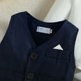 thumbnail image 6 of FYMNSI Baby Boy Suit Gentleman Outfit Clothes Set Infant Tuxedo Long Sleeve Dress Shirt+Vest+Suspender Pants+Bowtie+Beret Hat 12-18 Months Navy Blue, 6 of 10