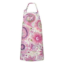 Pioneer Flower Floral Print Pattern Apron-Garden Aprons for Women with Pockets-Cotton Linen Waterproof Kitchen Cooking Gardening Aprons Adjustable for Kitchen,Cooking,BBQ and Salon 33x27 Inch
