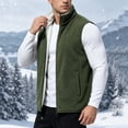 thumbnail image 7 of Mens Fleece Insulated Sleeveless Jackets Full Zipper Stand Up Collar Solid Color Fashion Winter Jacket Army Green XL, 7 of 7