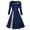 Blue, variant on QLEICOM 1950's Dresses for Women Vintage, Renaissance Gothic 3/4 Sleeves Round-Neck Patchwork Dress, Womens Celtic Medieval Gothic Retro Dark Midi Dress, Halloween Casual Dress Wine L