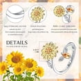 thumbnail image 4 of XUANYI S925 Sterling Silver Rings For Women Adjustable Open Band Ring Cubic Zirconia Sunflower Ring You Are My Sunshine Spinner Ring, 4 of 5