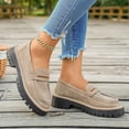thumbnail image 4 of Mocassins à Talon Moyen pour Femmes Chaussures à Bout Rond Épais à la Mode, 4 of 9