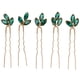 thumbnail image 1 of 5 Pcs Green Rhinestone Hair Pins Vintage Style Lightweight Exquisite Hair Pins for Bride Bridesmaid, 1 of 2