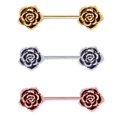 thumbnail image 2 of Retro 3x Acero inoxidable Hugo Rosa flor piercing escudo cuerpo Anillos para pezones, 2 of 10